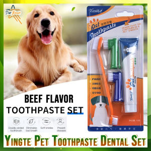 Yingte Pet Toothpaste & Toothbrush Dental Set 75g Complete Dental Care Toothpaste & Toothbrush Set