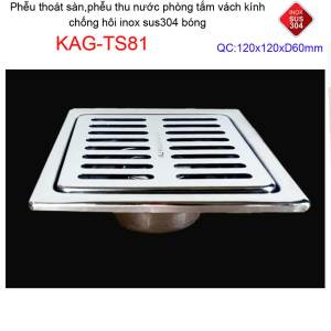 [HCM]Phễu thoát sàn 12x12cm KAG-TS81(D60cm) inox 304 ga thoát sàn12x12cm cho ống 60mm thoát sàn mặt sọc thoát nhanh chặn tóc tốt