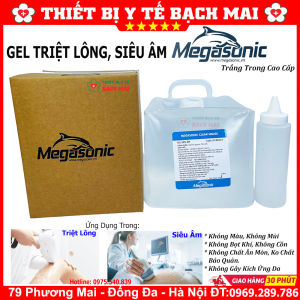 Gel Lạnh Triệt Lông MEGASONIC Cao Cấp Gel Siêu Âm Trắng - Can 5 Lít