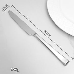 Quai cầm vuông 304 thép không gỉ muỗng dao và nĩa cao cấp năm sao khách sạn Dao ăn bít tết dao và nĩa muỗng tráng miệng dùng cho thực phẩm hộ gia đình Bộ dụng cụ ăn phong cách phương Tây