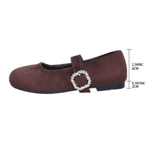 Free Shipping 2026 New Collection: WomenS Flat Plus-Size Slip-On Shoes For Spring Featuring A Shallow Toe Suede Material And Rhinestone Embellishments Perfect For Casual Wear