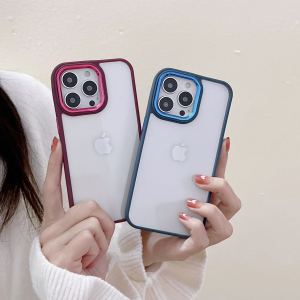 IPhone casing 14 Plus/14 Max bumper-acrilik metal lens camera back case