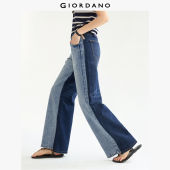 GIORDANO ผู้หญิง กางเกงยีนส์ทรงเข้ารูป ทรงเข้ารูป ทรงเดนิมย้อนยุค เอวสูง ขาบาน ทรงตรง กางเกงยีนส์แฟชั่นลำลอง 18415513