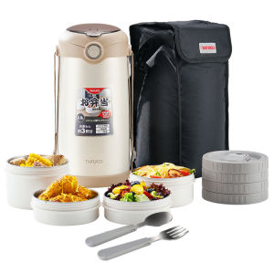 Bộ hộp cơm giữ nhiệt TAFUCO  2.9L 4 ngăn Inox 316L + tặng kèm set muỗng nĩa  túi giữ nhiệt
