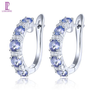 Lohaspie Jewelry Genuine 2.7 Carats Sterling Silver 925 Original Clip Earring Natural Tanzanite Clip Earring 925 Silver Earrings Tanzanite Earings For Women Silver Jewelry