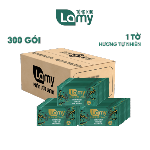 TỔNG KHO_Thùng 300 khăn lạnh cao cấp Lamy 1 tờ Hương Tự Nhiên không cồn không paraben