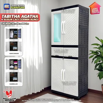 Lemari Plastik Jumbo Lemari Pakaian Tabitha Agata Lemari Minimalis Cabinet dengan Cermin