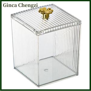 Ginca Trang Điểm Lưu Trữ Tổ Chức Phòng Tắm Jar Bông Tăm Bông Lưu Trữ Vuông Container Bông Phun Lưu Trữ Hộp Mỹ Phẩm Bông Hộp