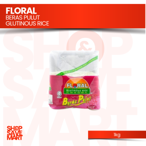 Floral Glutinous Rice 1kg - Floral Beras Pulut - White Packaging with Pink Label - Suitable for Cooking and Snacking