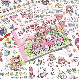 WhiteSpace 50 Sheets Aki Cute Girl Cartoon Stickers Book 50pcs Non-repeating Handbook Journal Murah Set 50张Aki酱和纸手账贴纸套装可爱卡通手帐素材