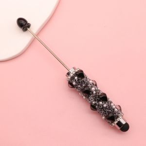 ZENO 1pc Cương Trái Tim Bút có thể gắn hạt trang trí Đồ trang trí tự làm bằng hạt cườm Cảm ứng điện dung Bút bi Lấp lánh 2 trong 1 Bút cảm ứng màn hình Quà tặng