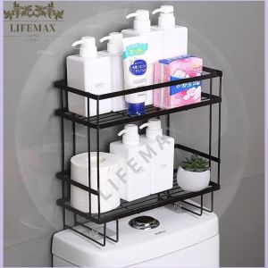 Creative multi-purpose non-perforating toilet top shelf toilet wall hanging rack storage rack [SG Seller]