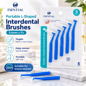 Esential L Shape Interdental Brush for Braces Toothbrush Braces (S) 0.6mm x 5s Dental Brush / Berus Gigi Braces