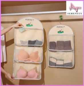 SERENITY 1pc Panda Pattern Hanging Bag Multi-Layer Closet Organizer For Socks Underwear Reinforced Hanging Design
