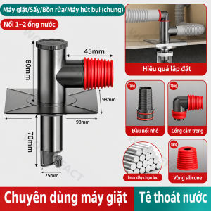 Khớp Nối Ống Xả Nước Máy Giặt Chữ Y Chữ T Phễu Thu Sàn Inox Kết Hợp Nhựa ABS Và Silicon - Thiết Kế Chống Mùi Khử Mùi Chống Chuột Bọ Kín Khí Tuyệt Đối - Dùng Cho Nhà Vệ Sinh Ban Công Kết Nối Đồng Thời Nhiều Thiết Bị ( 25-32mm ) Tiện Dụng