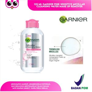 125 ML GARNIER PINK SENSITIVE MICELLAR CLEANSING WATER MAKE UP REMOVER PEMBERSIH WAJAH KULIT SENSITIF