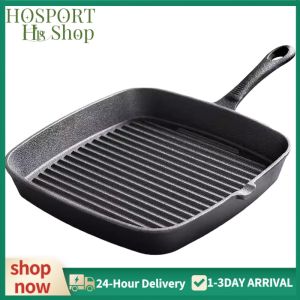Premium Heavy Duty Cast Iron Pan No Coating Black Finish for Grilling and Frying Meat and Fish