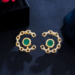 SEQUITO Vitality Lady Yellow Gold Plated Jewelry Pave Setting Colorful Crystal Stone Hollow Pageant Samll Stud Earrings Temperament Women Ear Accessories SE844