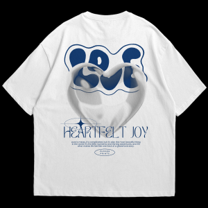 Kaos Aesthetic Pria HEARTFELT JOY T Shirt Distro Wanita Oversize Phrase Prints