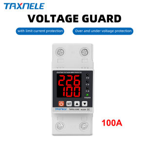 Din Rail Dual Display 100A 220V 230V Adjustable Over Voltage Current and Under Voltage Protective Device Protector Relay