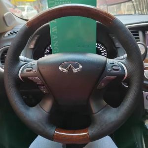 Kaly DIY Hand Stitched Peach wood grain Genuine Leather Car Steering Wheel Cover For Infiniti JX35 M M25 M35 M37 M56 Q70 QX60 Murano H8M4T