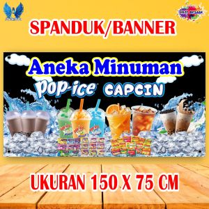 Spanduk Banner ANEKA MINUMAN POP ICE CAPCIN Costom Desain