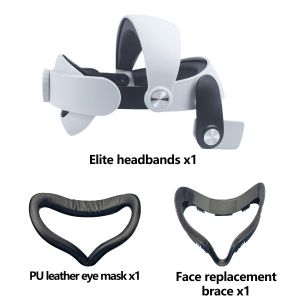VR Elite Head Strap with Ice Silk Face Pad & Replacement Facial Interface Bracket Compatible with Meta Quest 2 Accessories