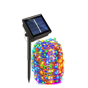 8 Mode Outdoor Solar Lights String Lighting 200/100 LED Waterproof LED Copper Wire String Fairy Lights New Year Christmas Garden Decoration LED Lamp Gift