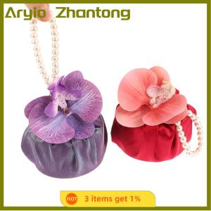 Aryio Fabric Flower Knot Bag Satin Silk Orchid Handbag Jewerly Packaging Box Wedding Candy Bag