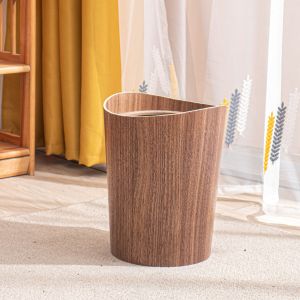 Wood Home Use Trash Bin Solid Wood Flip Cover Wastepaper Basket Hotel Homestay Use Large Office Living Room Garbage Can