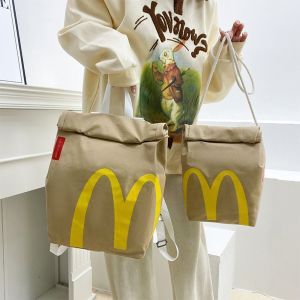 NG65D Lunch Bags Portable Large Capacity Girls Shoulder Bags Students School Bags Letter Women Laptop Backpacks Canvas Crossbody Bags McDonalds Backpack Single Shoulder Bags