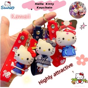 New Hello Kitty Cute Plush Keychain Anime Creative Cartoon High-Quality Student Backpack Car Accessory Pendant Gift Wholesale