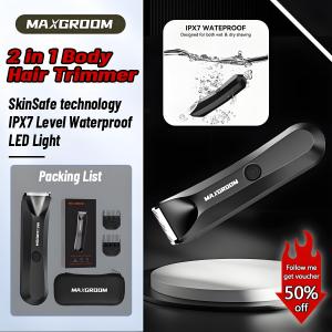 MAXGROOM Body Hair Trimmer Shaver for Men Ball Trimmer for Groin Pubic Replaceable Ceramic Blade Electric Razor Waterproof
