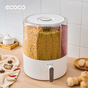 Rotatable Cereal Container Storage 6-grid Quantitative Rice Dispenser 7.2L/9.6L Tight Sealed (ECOCO by renemos)