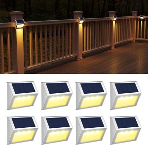 Outdoor Stainless Steel LED Solar Power Energy Light Sun Power Waterproof Path Street Stair Wall Lamp Staircase Lights Garden