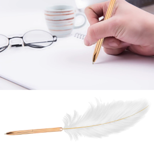 Elegant Feathered Ballpoint Pen Retro Signing Pen Refillable Ballpoint Pen for Wedding Office Business Gifting