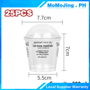 25pcs Clear Mousse Cups Pudding Cups With Lids 200ml (7oz)