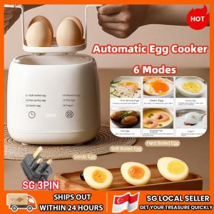 🇸🇬 [READY STOCK] Automatic Egg Cooker Electric Egg Boiler Egg Maker Cooker Breakfast Steamer Auto Power-off 6 Modes Of Temperature Intelligent egg boiler automatic power off household small hard boiled egg maker