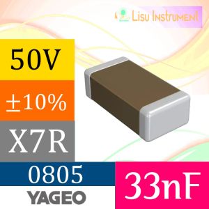 20 BUAH - 33nF ±10% 50V X7R 0805 2012(mm) SMD Multilayer Ceramic Capacitor YAGEO CC0805KRX7R9BB333 - 20 BUAH