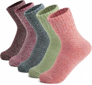 MORECOO  Womens Winter Socks  –  Gift for Women  –  Thick Wool Socks Soft Warm Casual  – 5 Double Pack