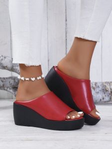 Free Shipping New Summer Fashion Korean-Style One-Strap Wedge Sandals Versatile High-Heeled Platform Sandals Black And White WomenS Shoes