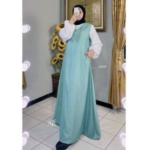 Sania Overall Dress | Basic Inner Dress Tanpa Lengan Gamis Manset Bisa Dalaman & Luaran