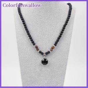 Colorfulswallow Hạt Màu Đen Với Vuông Mặt Dây Chuyền Vòng Cổ Cho Nam Giới Hợp Thời Trang Phụ Kiện Trang Sức Nam Quà Tặng Trang Trí