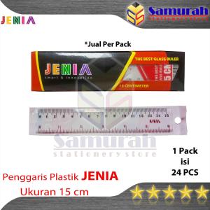 Penggaris Plastik Jenia 15 cm Per Box isi 24 Pcs / Garisan Mika pendek 15 sentimeter / Glass Ruler