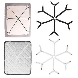 Adjustable Sheet Straps Suspender Gripper Fastener Triangle Heavy Duty 6 Sides Bed Sheet Cover Clips