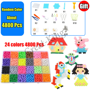 Great-King 1box DIY Puzzle Beads Toys for Kids Water Sticky Beads Crafts Set Educational Toy Colorful Creativity Magic Bracelet Making Children Gifts