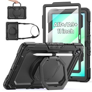 Full Body Shockproof Case with PET Screen Protector360 Rotating Handle Stand/Shoulder Strap/Pen Holder for Samsung Galaxy Tab A11+ Plus/A9+ 11 InchTab S11Tab S10 FE/S10 Lite/S9 FE/ S9Tab A11 / A9 8.7
