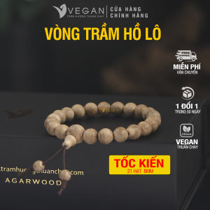 Vòng tay hồ lô VEGAN Trầm Hương Thuần Chay tốc kiến cao cấp 8mm