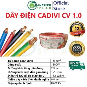 Dây điện cadivi đơn CV 1.0 1.5 2.5 4.0 6.0 8.0 10.0 đen đỏ vàng xanh vàng xanh | lõi đồng cao cấp | bền bỉ và bóng | dẫn điện tốt (lẻ 1m)