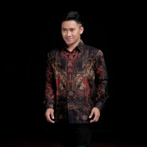 HRB026 Kenongo Hem Kemeja Batik Pria Lengan Panjang Katun Premium Halus Size M L XL XXL 4L 5L 6L Atasan Batik Pria Pakaian Pria Casual
